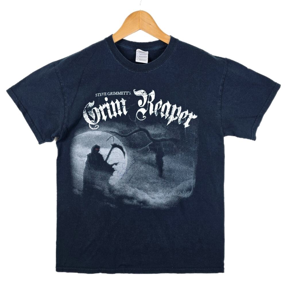 Steve Grimmett's Grim Reaper Autograph Concert Shirt Med See You in Hell Signed